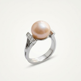 Natural Pearl Ring - Peach Pearl Statement Ring - Pearl Solitaire Ring
