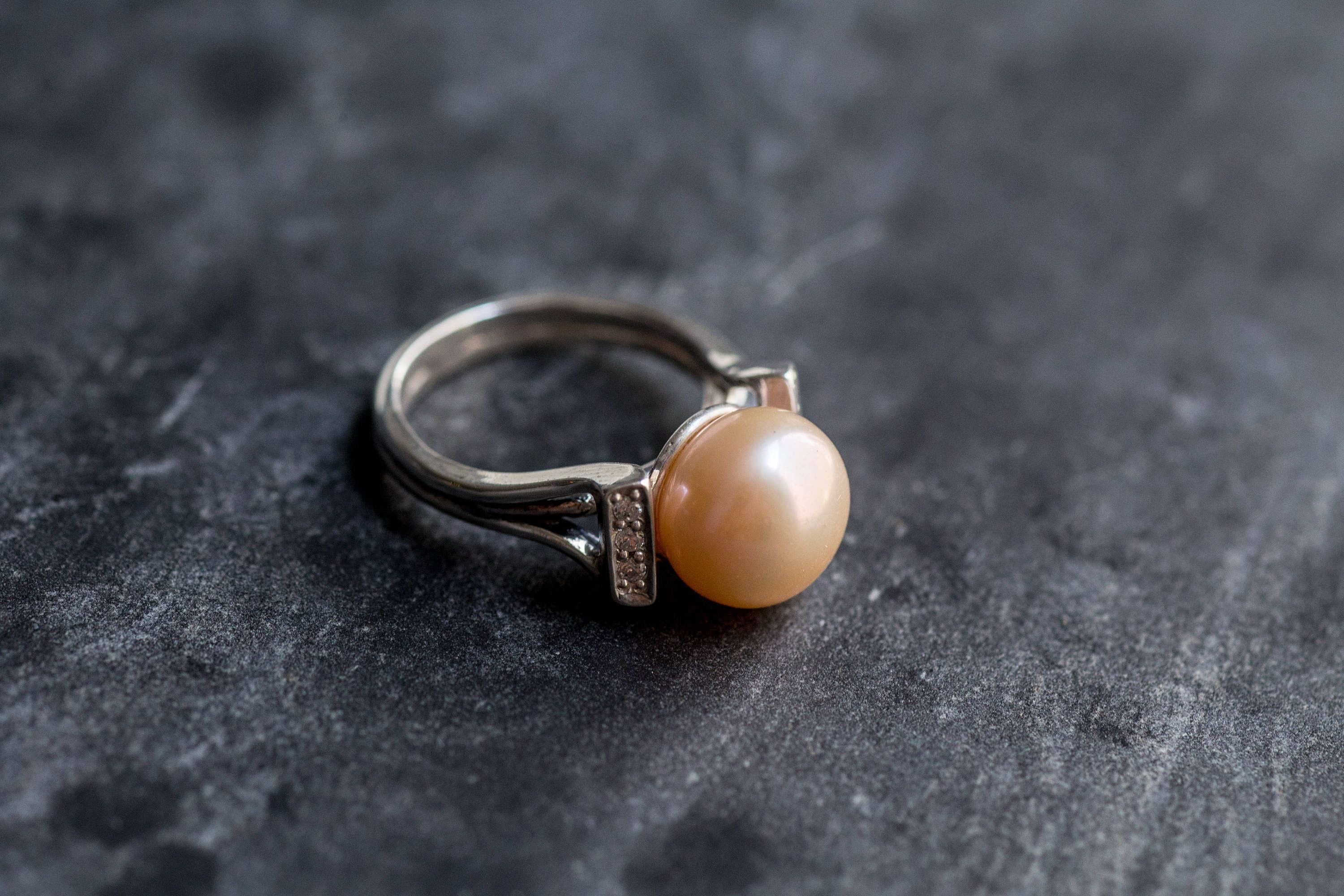 Real Pearl Ring, Beige Pearl Ring, Natural Pearl, June Birthstone, Pink Pearl, Real Pearl, Vintage Rings, Beige Ring, 925 Silver Ring, Pearl (549941013)