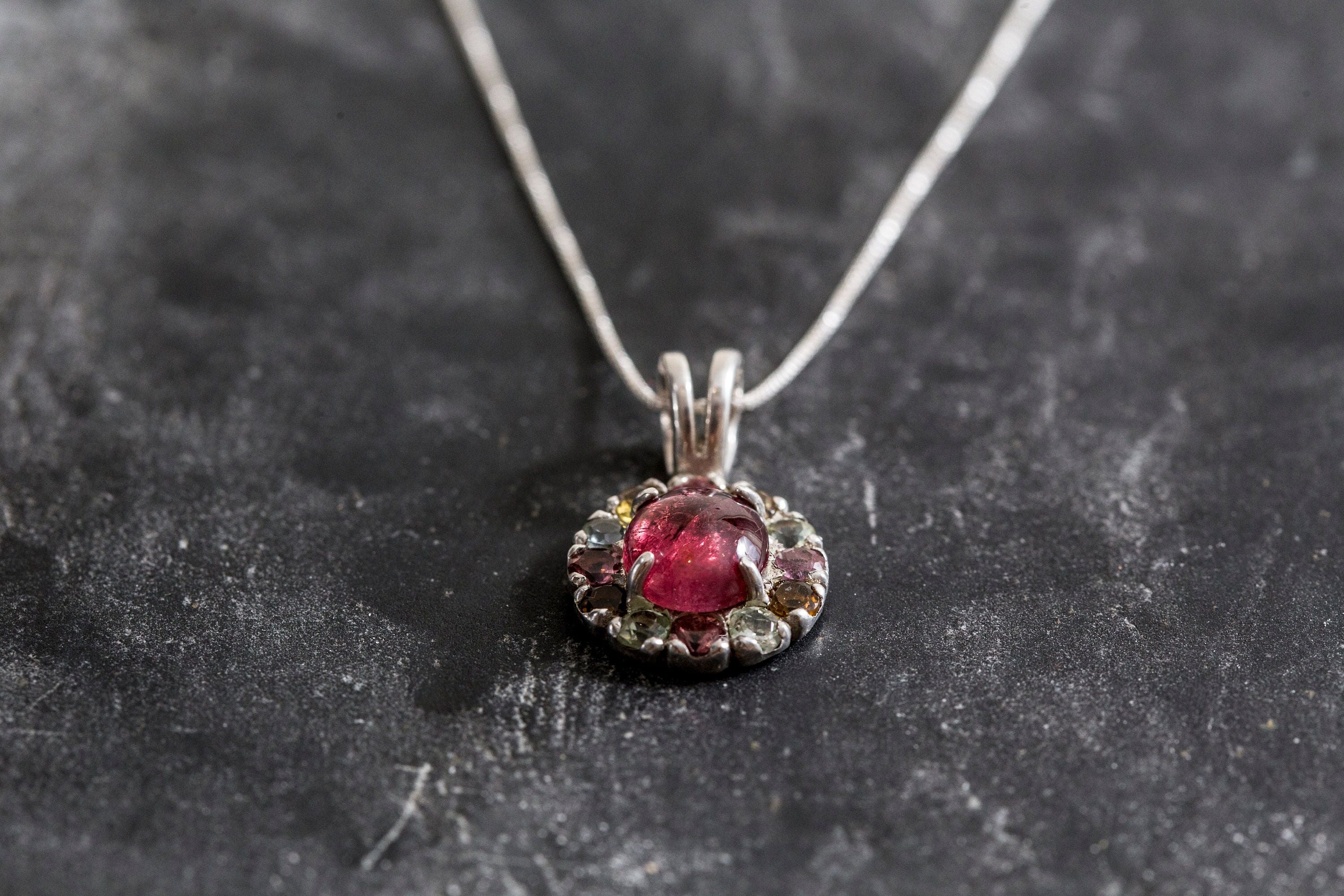 Tourmaline Pendant, Natural Tourmaline, Victorian Pendant, Pink Tourmaline, October Birthstone, Silver Pendant, October Pendant, Tourmaline