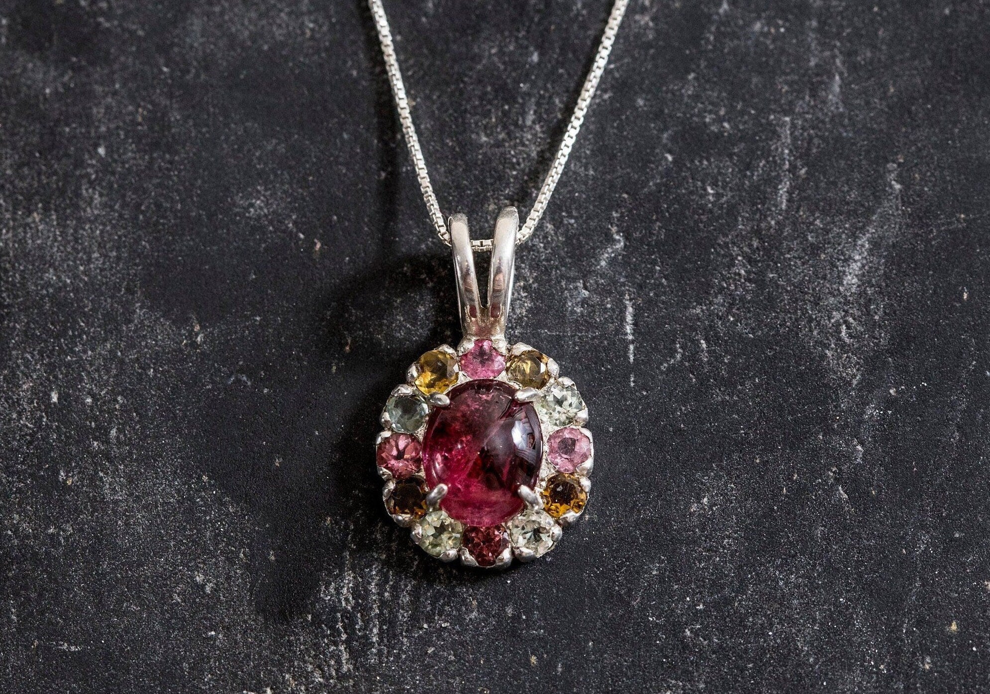 Tourmaline Pendant, Natural Tourmaline, Victorian Pendant, Pink Tourmaline, October Birthstone, Silver Pendant, October Pendant, Tourmaline