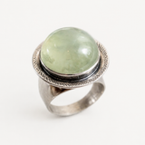 Prehnite Ring - Vintage Statement Ring - Round Prehnite Ring
