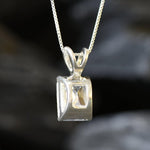 Square Diamond Pendant, Created CZ Diamond, Sparkly Pendant, Radiant Pendant, 3 Carat Necklace, Rectangle Pendant, Sterling Silver Pendant