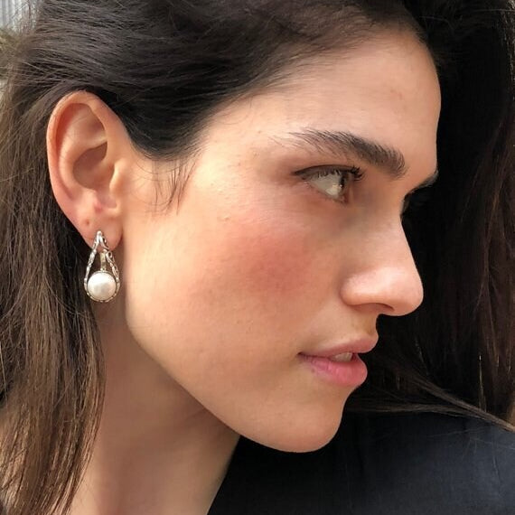 Black Pearl Earrings, Natural Pearl, June Birthstone, Pearl Earrings, Vintage Pearl, Vintage Style, June Earrings, Black Pearl, Solid Silver