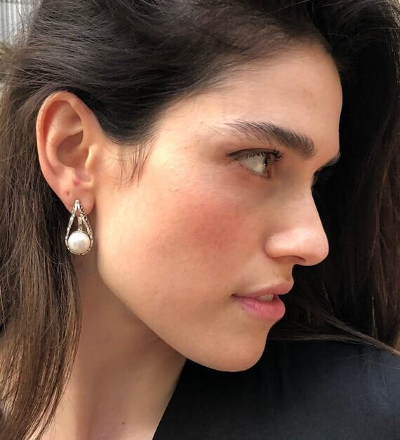 Black Pearl Earrings, Natural Pearl, June Birthstone, Pearl Earrings, Vintage Pearl, Vintage Style, June Earrings, Black Pearl, Solid Silver