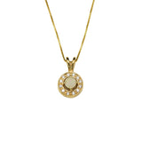 Fire Opal Necklace - Opal Cluster Pendant - Dainty Opal Necklace