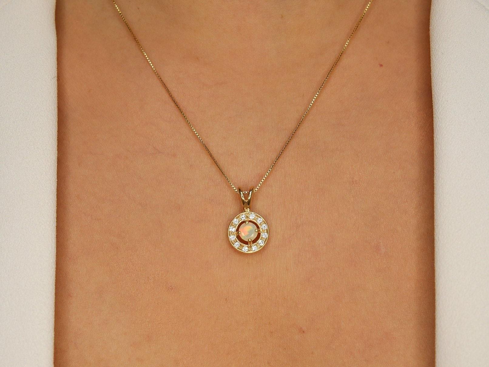 Fire Opal Pendant, Opal Pendant, Natural Opal, October Pendant, Cluster Pendant, Round Opal Pendant, Opal Necklace, Solid Silver Pendant(1)