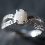 Elegant Opal Ring in 925 Sterling Silver, featuring a stunning White Opal, ideal for October birthdays and special celebrations.
