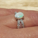 Stylish 925 Sterling Silver Opal Ring featuring a beautiful White Opal, perfect for daily wear and October birthday gifts.