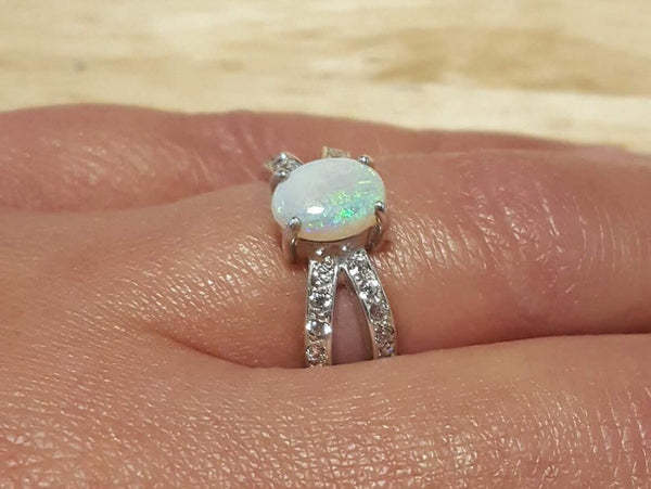 Natural Australian Opal Ring, Simple And Exquisite For Women, 925 Sterling  Silver Fire Color Is Strong - Rings - AliExpress