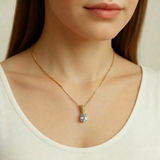 Gold Aqua Pendant - Blue Aquamarine Necklace, Gold Egyptian Pendant