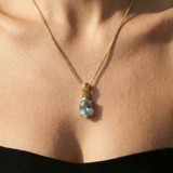 Gold Aqua Pendant - Blue Aquamarine Necklace, Gold Egyptian Pendant
