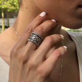 Boho Wide Band - Statement Silver Ring - Artistic Silver Ring