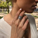 Boho Wide Band - Statement Silver Ring - Artistic Silver Ring