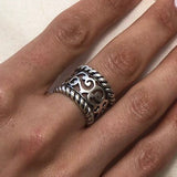 Boho Wide Band - Statement Silver Ring - Artistic Silver Ring