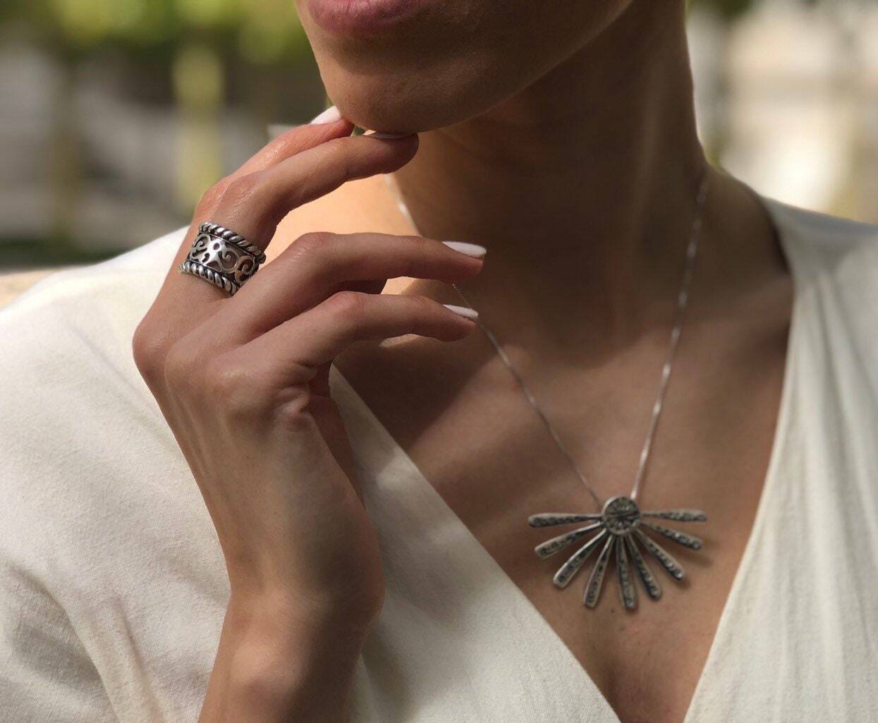 Artistic Silver Band, Boho Ring, Thick Band, Gypsy Band, Wide Ring, Rope Band, Symbolic Band, Vintage Ring, Solid Silver Ring, Silver Band