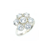 White Topaz Ring - Silver Daisy Ring - Topaz Flower Ring