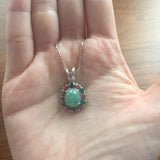 Emerald Flower Necklace -  Green Victorian Necklace - Real Ruby Statement Pendant