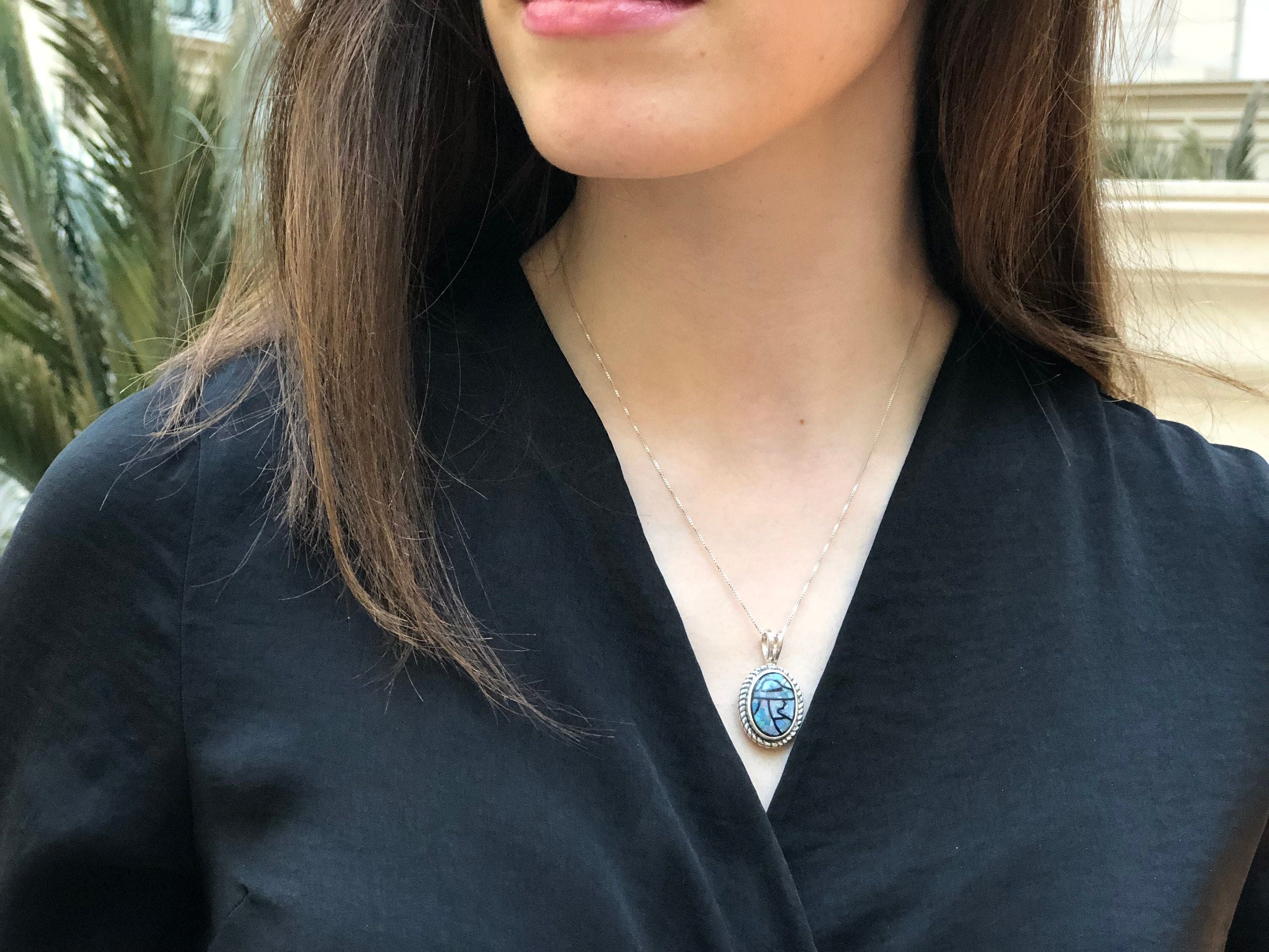 Mosaic Pendant, Shell Pearl Pendant, Natural Shell Pearl, Lady Pendant, Artistic Pendant, Solid Silver Pendant, Blue Pendant, Shell Pearl