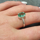 Mint Emerald Ring - Green Solitaire Ring - Vintage Oval Ring