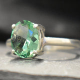 Mint Emerald Ring - Green Solitaire Ring - Vintage Oval Ring