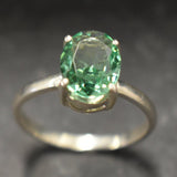 Mint Emerald Ring - Green Solitaire Ring - Vintage Oval Ring