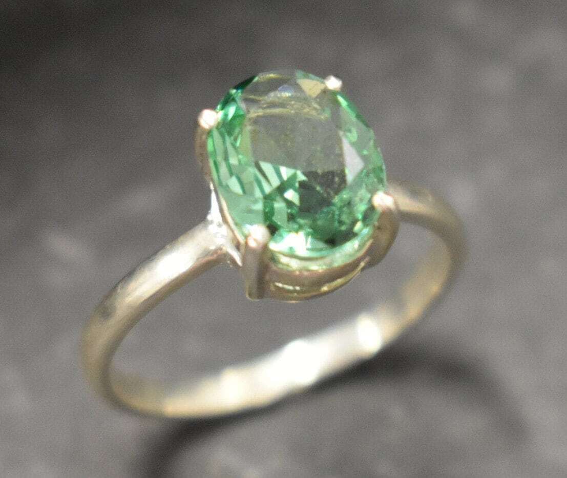 Created Emerald Ring made in 925 Sterling Silver with Created Mint Emerald in Prong setting, May Birthstone gift idea, symbolizes, ideal for everyday wear and perfect for birthday gifting and special occasions.