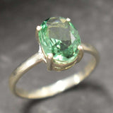 Mint Emerald Ring - Green Solitaire Ring - Vintage Oval Ring