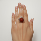 Carnelian Statement Ring - Large Boho Ring - Flower Carnelian Ring