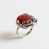Carnelian Statement Ring - Large Boho Ring - Flower Carnelian Ring