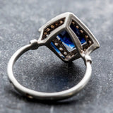 Blue Sapphire Ring - Vintage Sapphire Ring - Large Princess Cut Ring