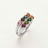 Tourmaline Double Band - Colorful Silver Ring - Stackable Tourmaline Band