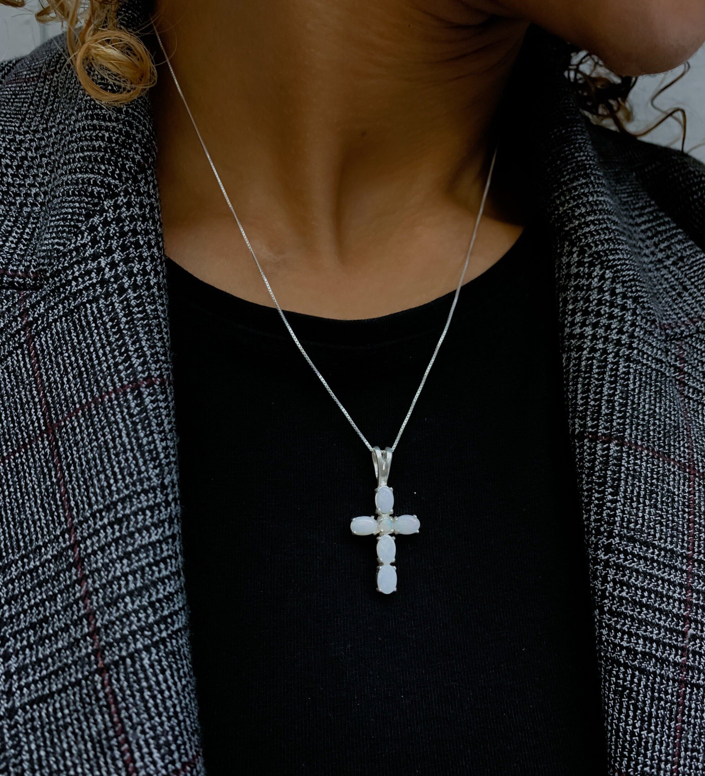 Natural Australian Opal Pendant in 925 Sterling Silver, featuring an Oval White Opal, perfect for birthdays and special occasions.