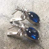 Sapphire Statement Earrings - Blue Ribbon Earrings - Sapphire Drop Earrings