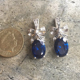 Sapphire Statement Earrings - Blue Ribbon Earrings - Sapphire Drop Earrings