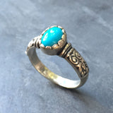 Gold Turquoise Ring - Blue Tribal Ring - Vintage Boho Ring