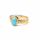 Beautifully crafted 18k Gold Vermeil Ring with Round Natural Blue Turquoise, a meaningful gift for loved ones born in December.