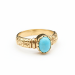 Chic 18k Gold Vermeil Ring with Round Natural Blue Turquoise, a thoughtful December birthday gift symbolizing communication.