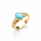Stunning 18k Gold Vermeil Ring set with Natural Blue Turquoise, symbolizes protection and healing, great for special occasions.