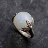 Gold Moonstone Leaf Ring - Rainbow Moonstone Ring - June Birthstone Ring