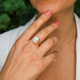 Gold Moonstone Leaf Ring - Rainbow Moonstone Ring - June Birthstone Ring