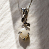 Opal Leaf Pendant - Australian Opal Necklace  - Gold Opal Necklace