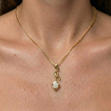 Opal Leaf Pendant - Australian Opal Necklace  - Gold Opal Necklace