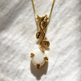 Fire Opal Pendant - Opal Leaf Necklace - Branch Drop Necklace