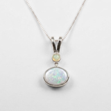 Fire Opal Necklace - Natural Opal Necklace - Oval Vintage Pendant