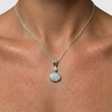 Fire Opal Necklace - Natural Opal Necklace - Oval Vintage Pendant