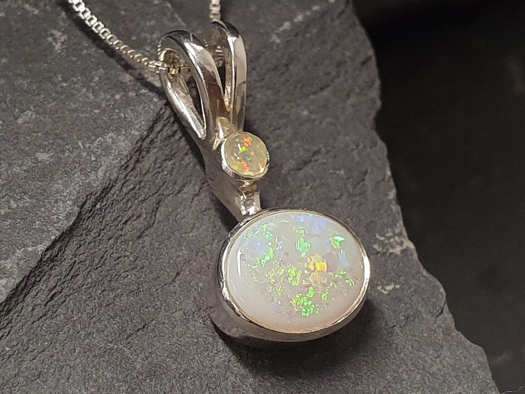 Fire Opal Pendant, Natural Opal Pendant, October Birthstone, Real Opal Pendant, Australian Opal, Vintage Opal Pendant, Silver Pendant, Opal
