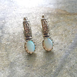 Opal Boho Earrings - Fire Opal Earrings  - Opal Long Studs