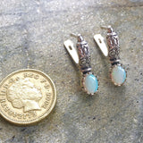 Opal Boho Earrings - Fire Opal Earrings  - Opal Long Studs