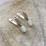 Opal Boho Earrings - Fire Opal Earrings  - Opal Long Studs