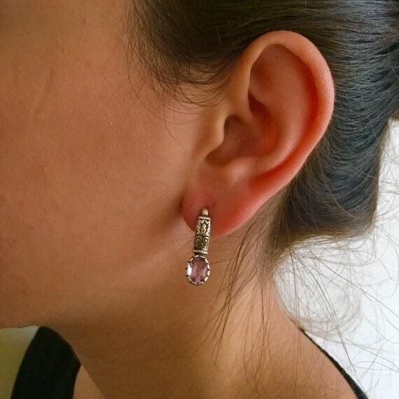 Opal Earrings, Natural Opal Earrings, Tribal Earrings, Vintage Earrings, Long Studs, Dainty Earrings, Antique Earrings, 925 Silver Earrings